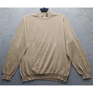 Canali Sweater Mens XXL (56) Brown Cashmere Blend Long Sleeve Mock Neck Pullover
